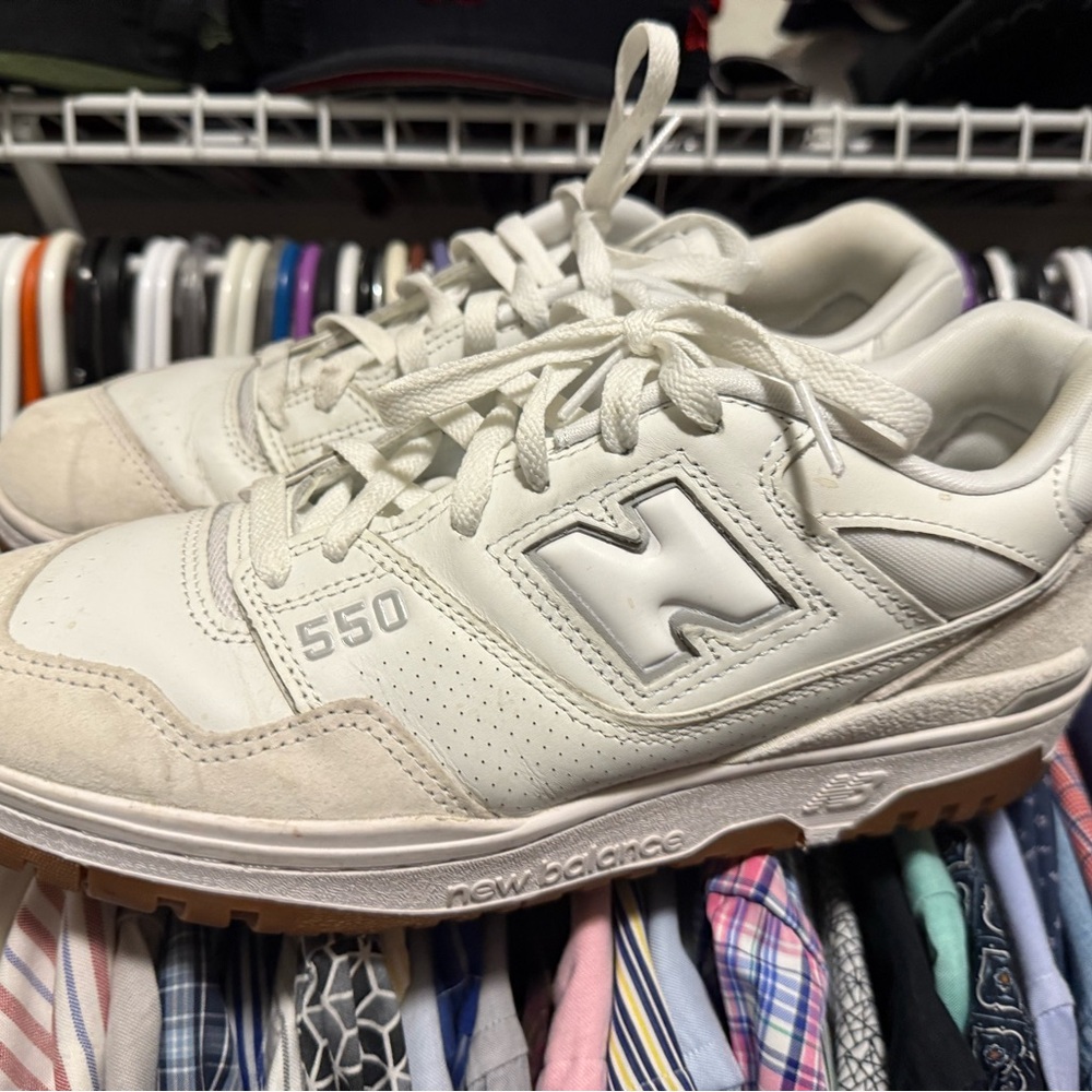 New Balance 550 Cream and White Sneakers